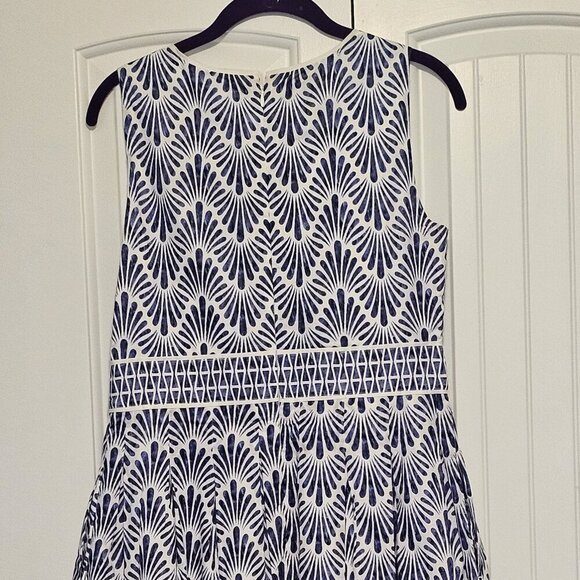 Women's Talbots Petites Geo Mixed-Print Fit-and-Flare Dress Pockets Size 6P - Picture 2 of 7